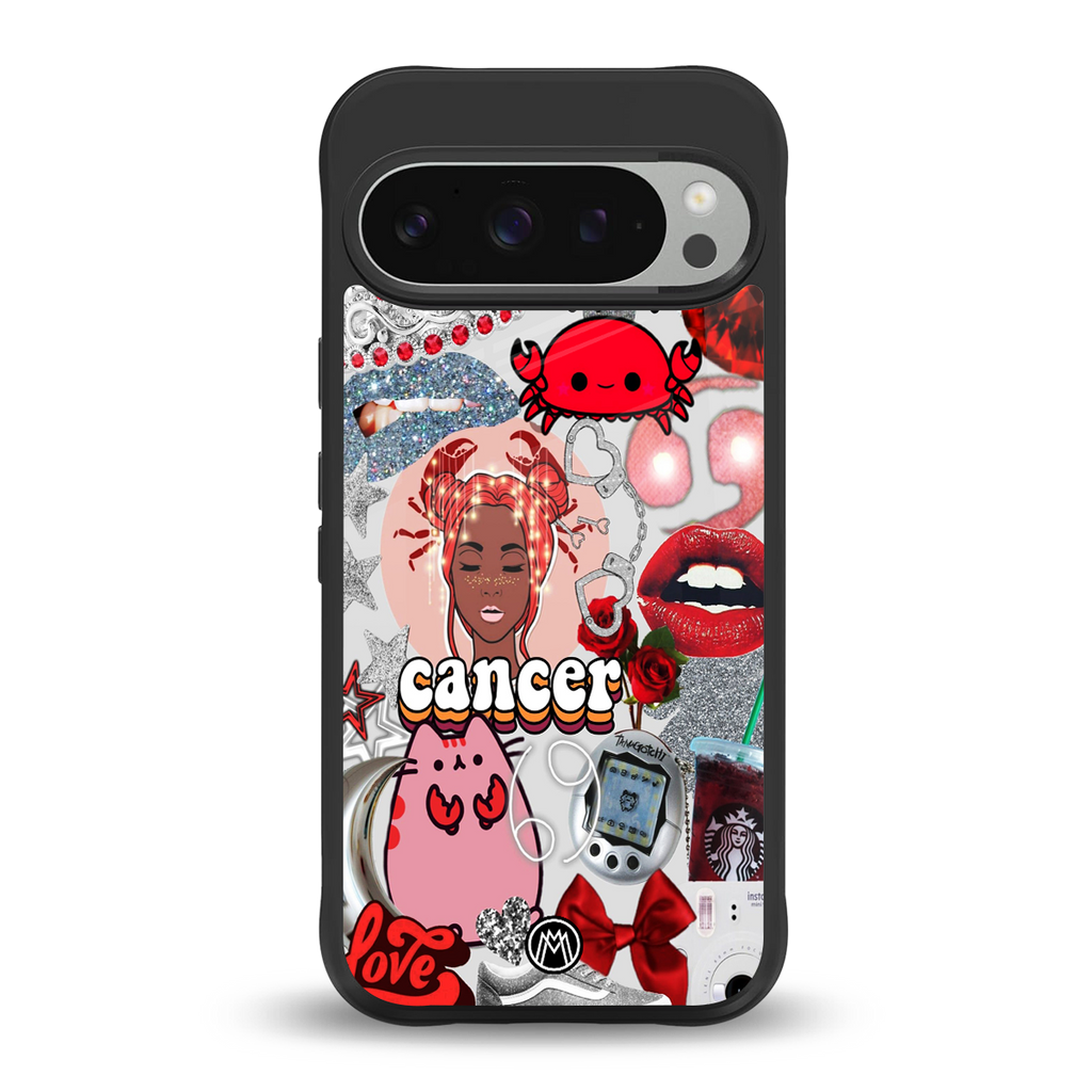 cancer aesthetic collage back phone cover | glass case for google pixel 9 pro xl