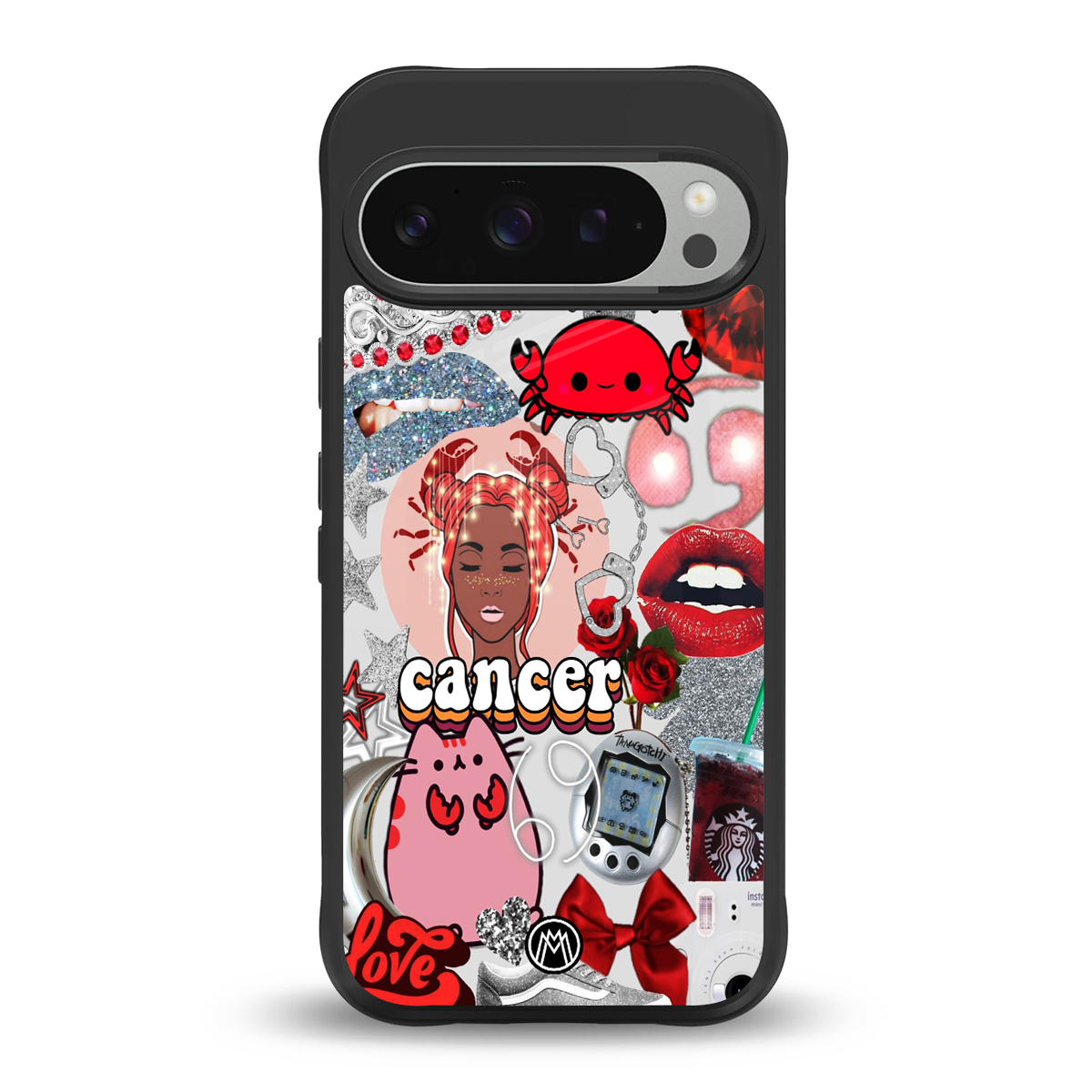 cancer aesthetic collage back phone cover | glass case for google pixel 9 pro xl