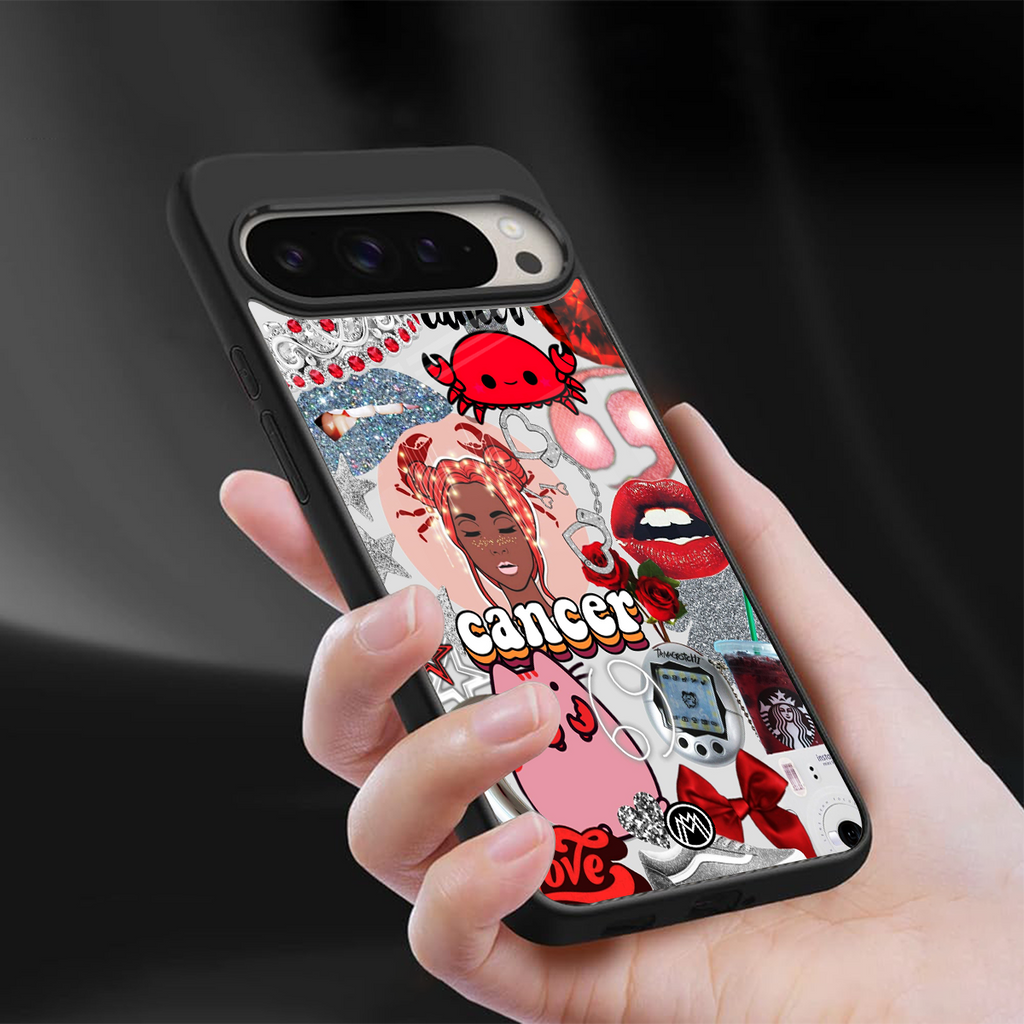 cancer aesthetic collage back phone cover | glass case for google pixel 9 pro