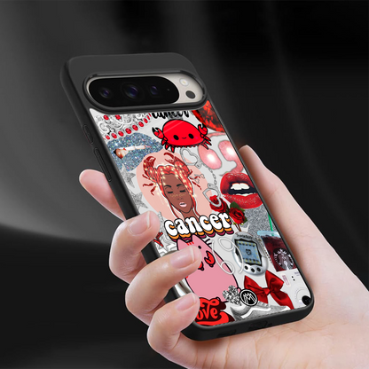 cancer aesthetic collage back phone cover | glass case for google pixel 9 pro xl
