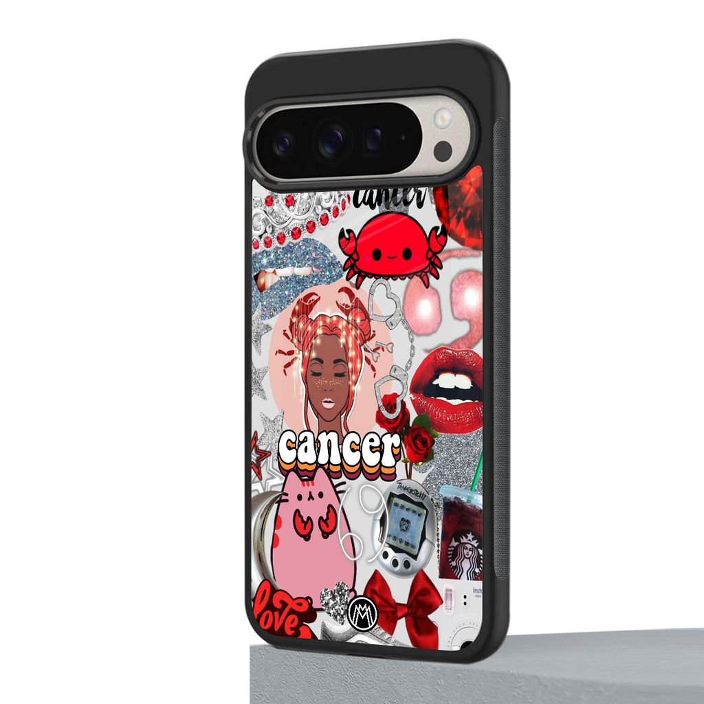 cancer aesthetic collage back phone cover | glass case for google pixel 9 pro xl