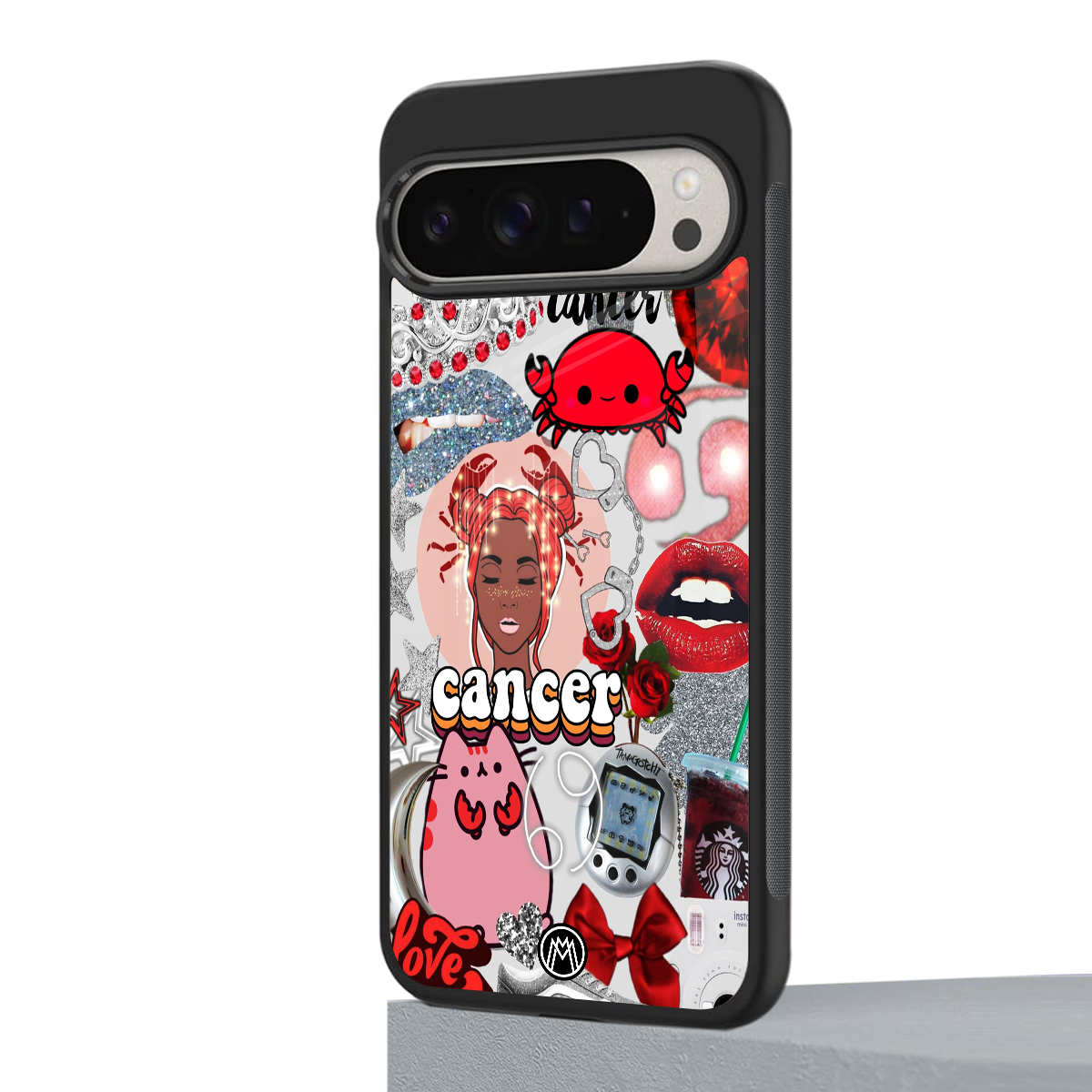 cancer aesthetic collage back phone cover | glass case for google pixel 9 pro xl