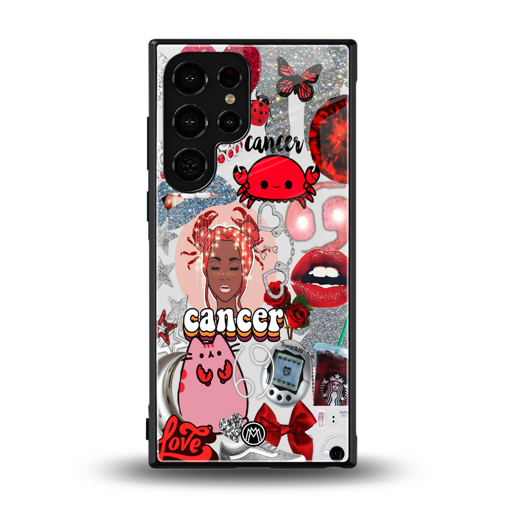cancer aesthetic collage back phone cover | glass case for samsung galaxy s24 ultra