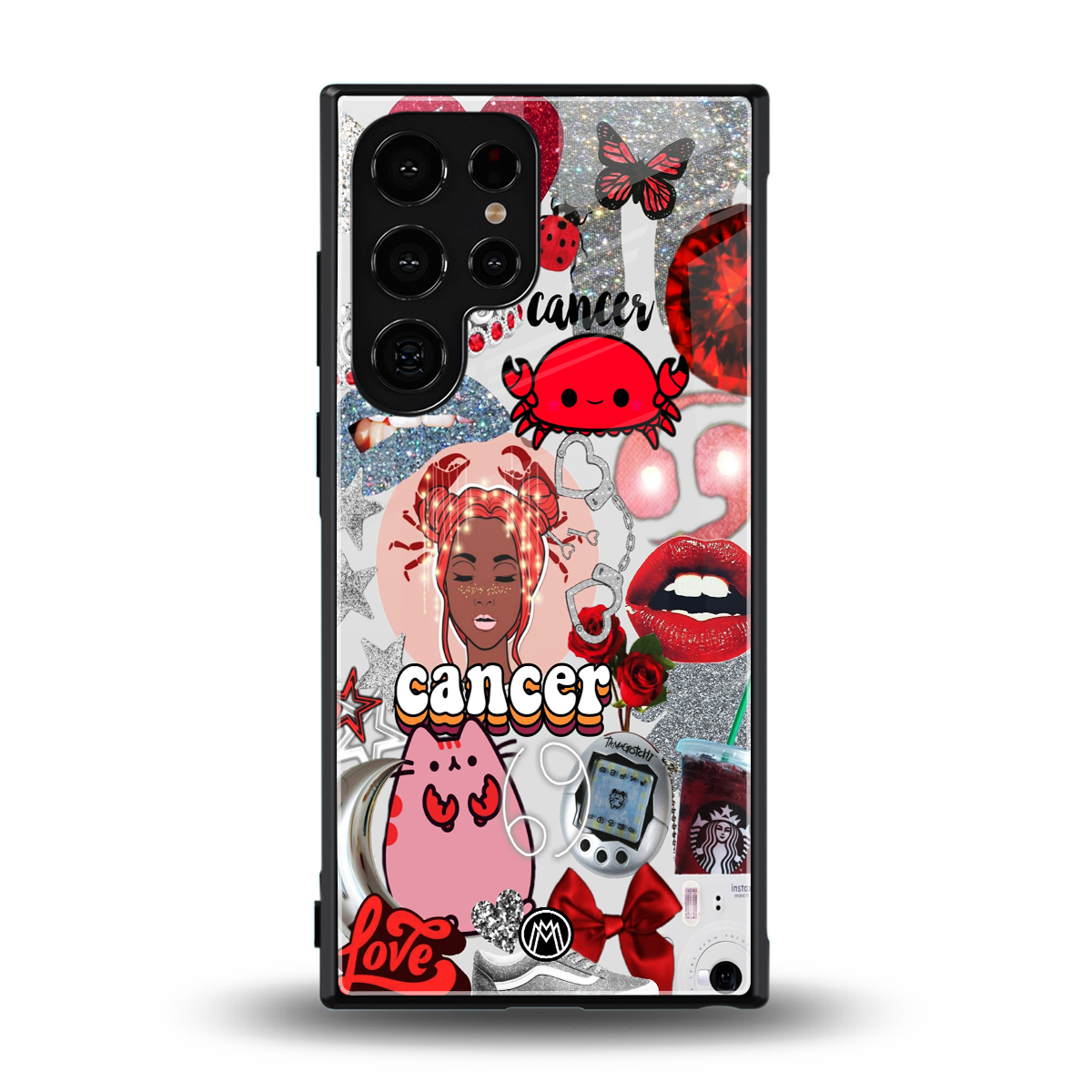 cancer aesthetic collage back phone cover | glass case for samsung galaxy s24 ultra