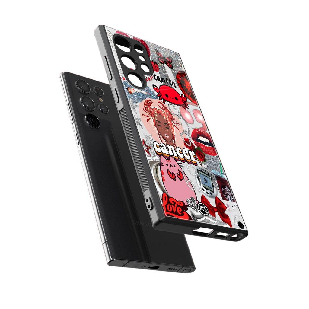cancer aesthetic collage back phone cover | glass case for samsung galaxy s24 ultra