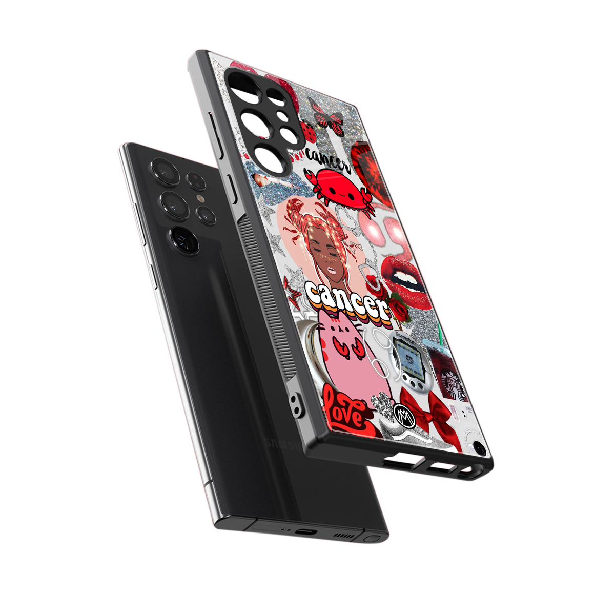 cancer aesthetic collage back phone cover | glass case for samsung galaxy s24 ultra