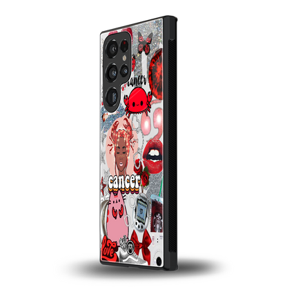 cancer aesthetic collage back phone cover | glass case for samsung galaxy s24 ultra