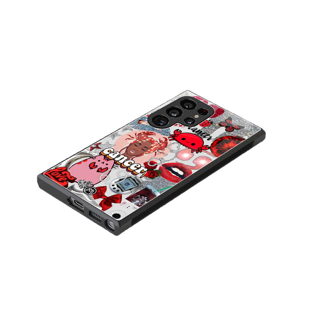 cancer aesthetic collage back phone cover | glass case for samsung galaxy s24 ultra