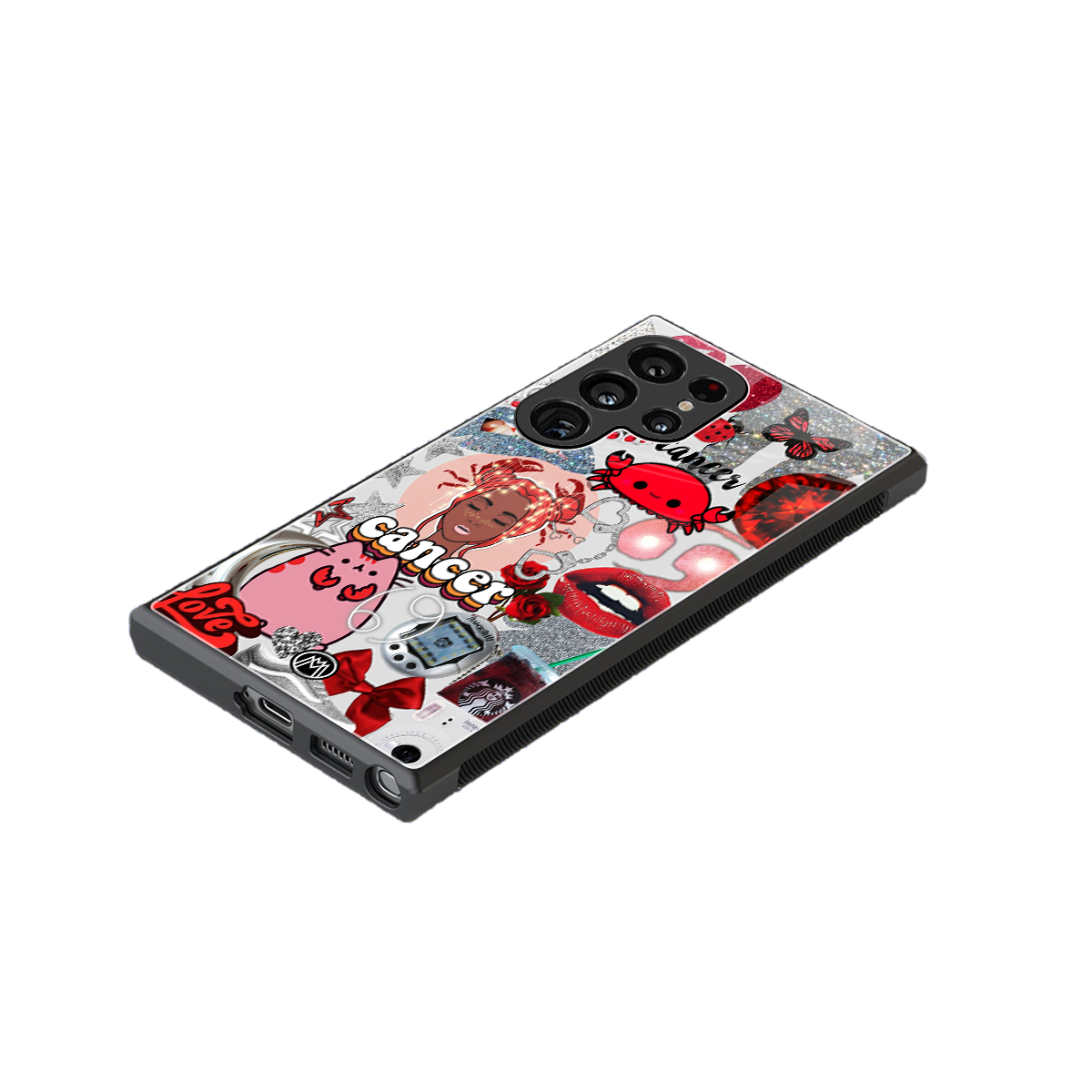 cancer aesthetic collage back phone cover | glass case for samsung galaxy s24 ultra