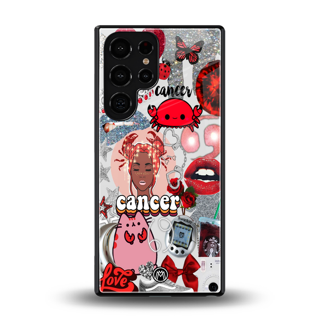 cancer aesthetic collage back phone cover | glass case for samsung galaxy s25 ultra