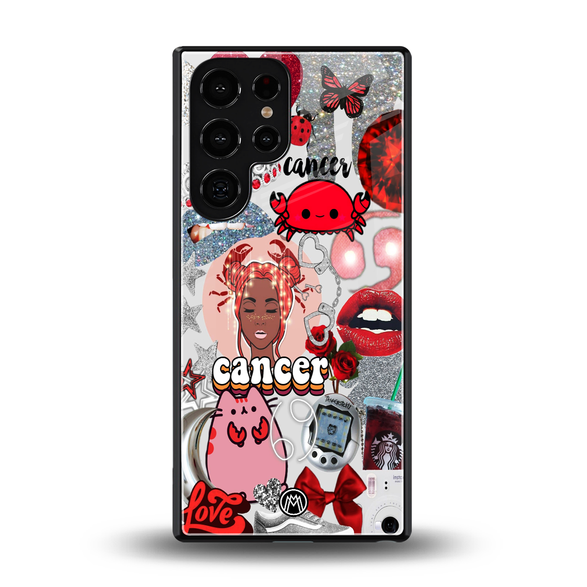 cancer aesthetic collage back phone cover | glass case for samsung galaxy s25 ultra