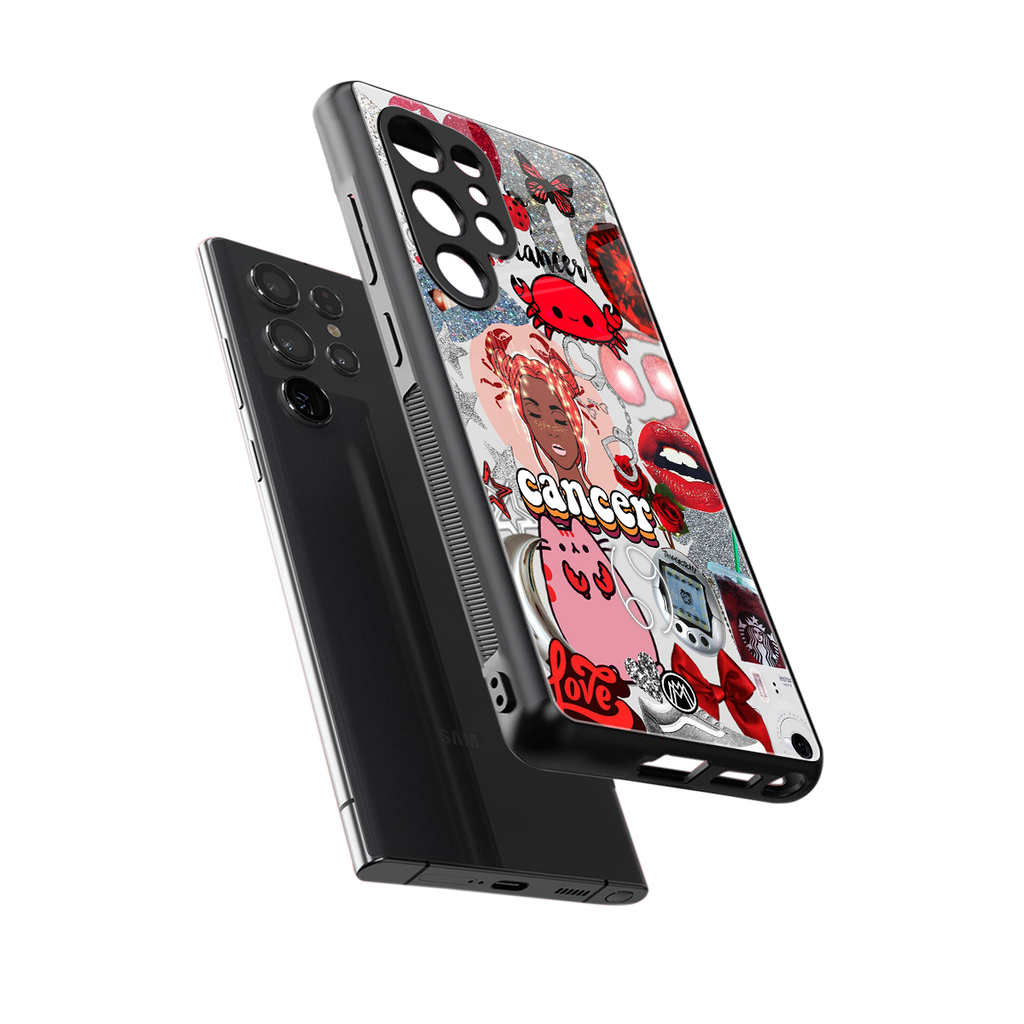 cancer aesthetic collage back phone cover | glass case for samsung galaxy s25 ultra