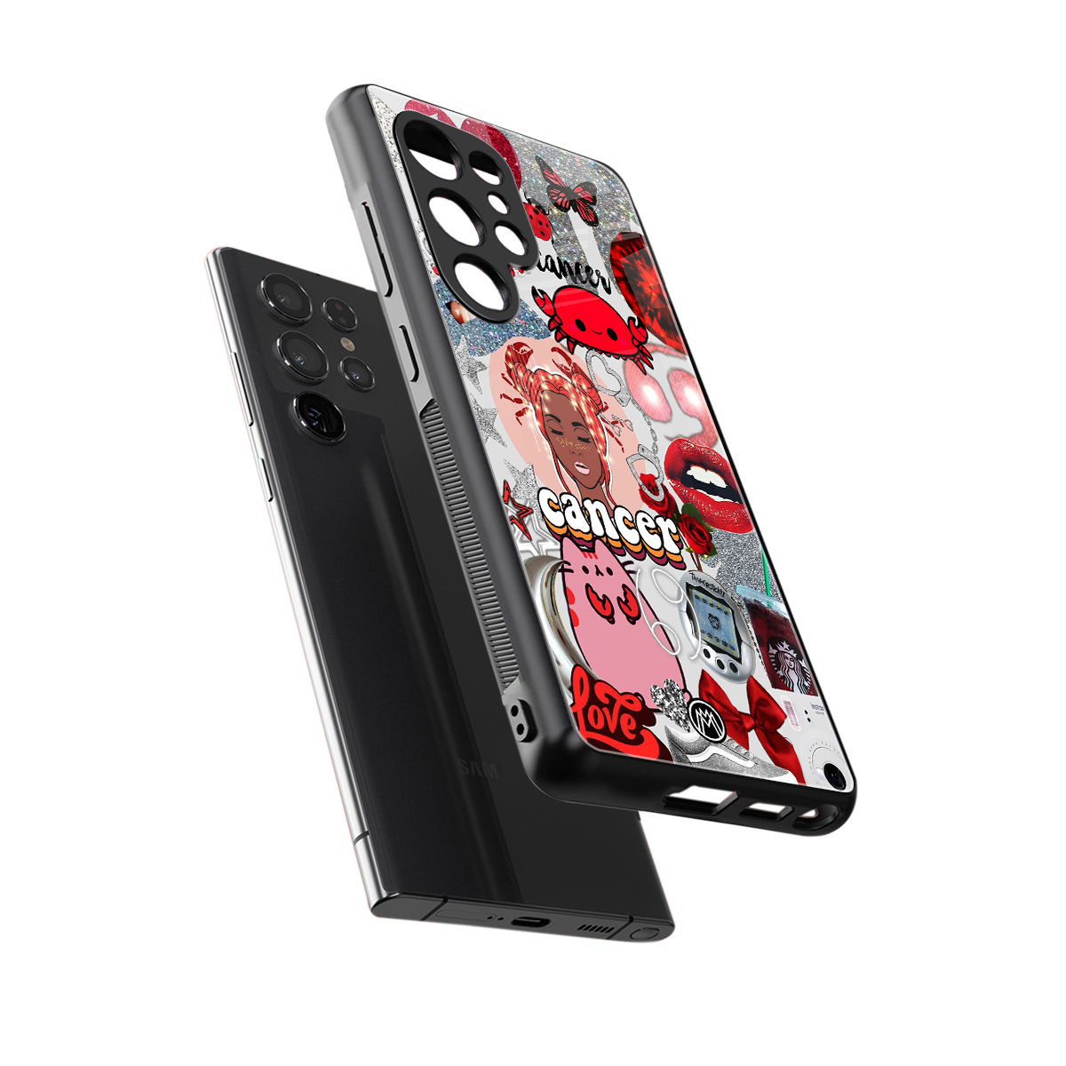 cancer aesthetic collage back phone cover | glass case for samsung galaxy s25 ultra