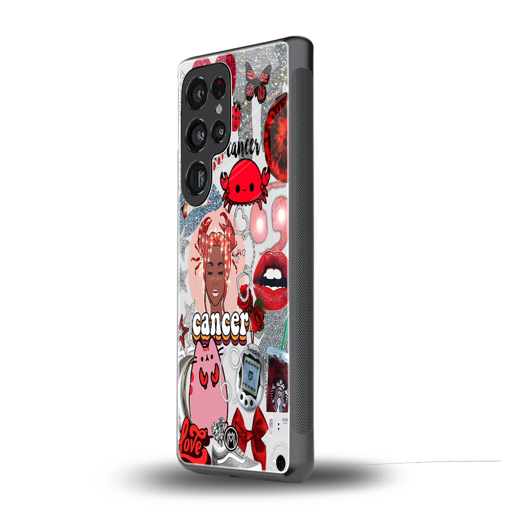 cancer aesthetic collage back phone cover | glass case for samsung galaxy s25 ultra