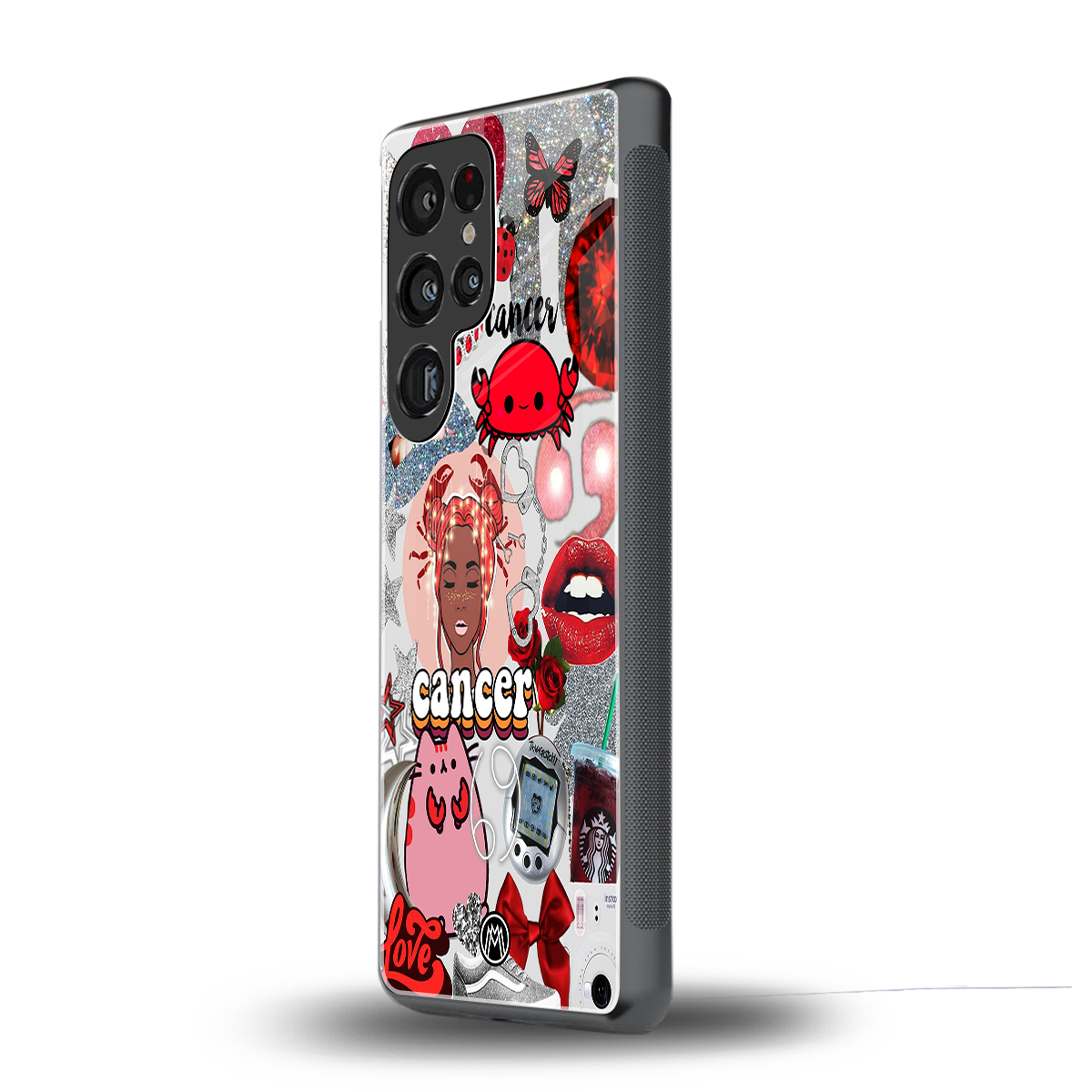 cancer aesthetic collage back phone cover | glass case for samsung galaxy s25 ultra