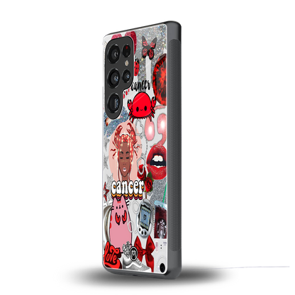 cancer aesthetic collage back phone cover | glass case for samsung galaxy s25 ultra