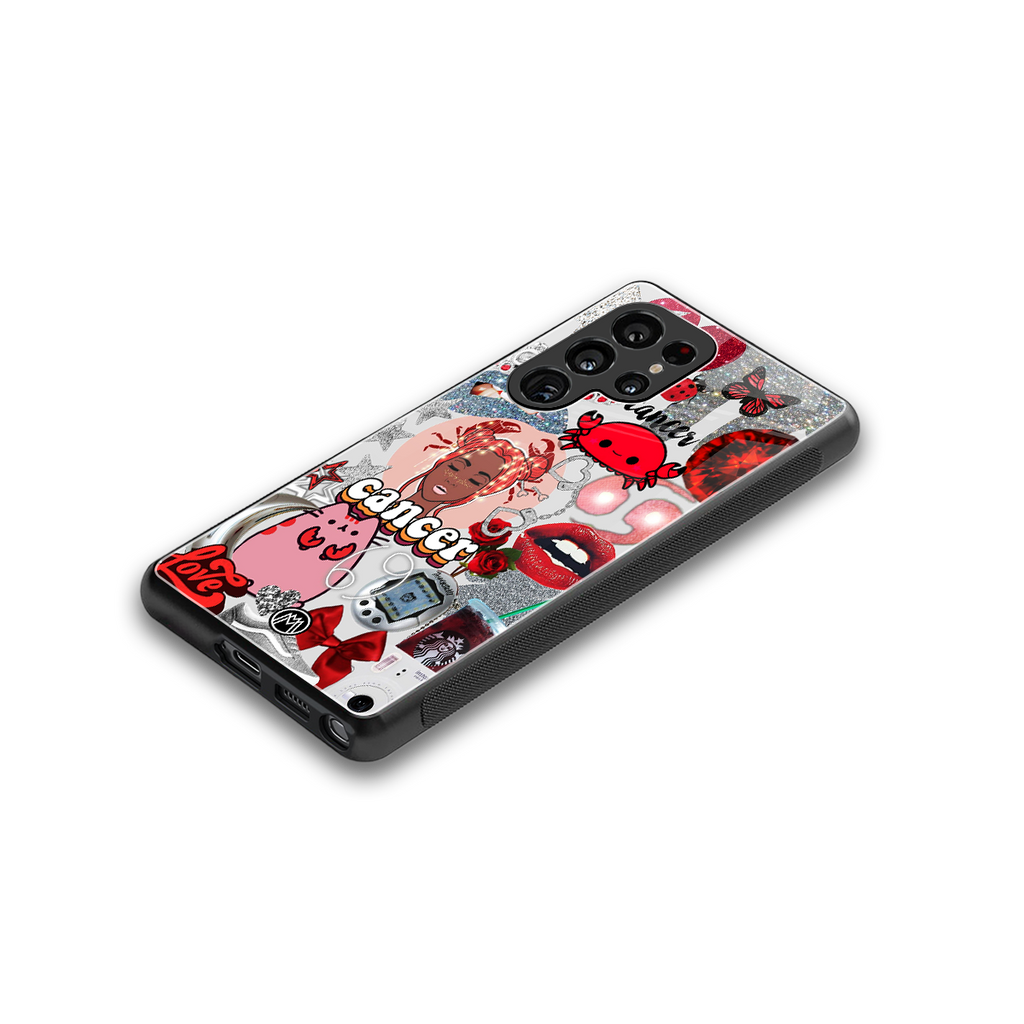 cancer aesthetic collage back phone cover | glass case for samsung galaxy s25 ultra