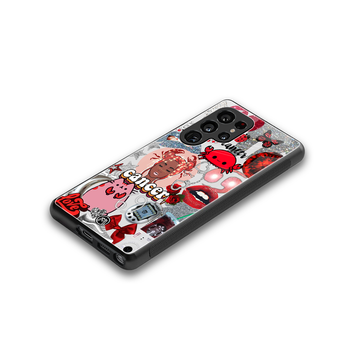 cancer aesthetic collage back phone cover | glass case for samsung galaxy s25 ultra