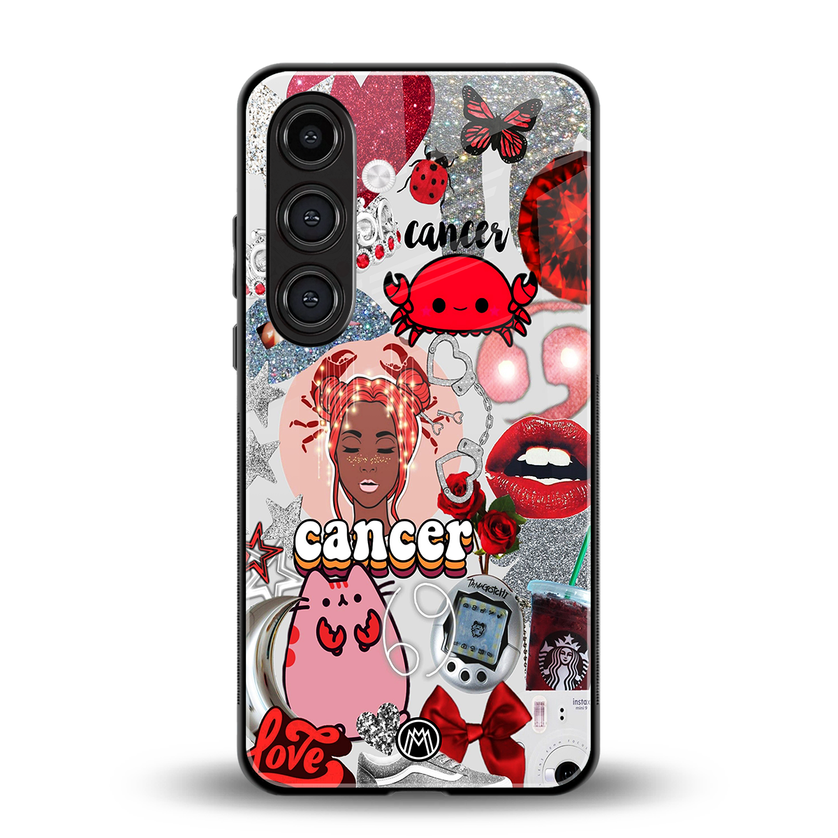 cancer aesthetic collage back phone cover | glass case for samsung galaxy s23 plus