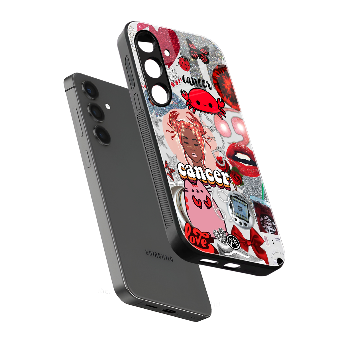 cancer aesthetic collage back phone cover | glass case for samsung galaxy s24 plus