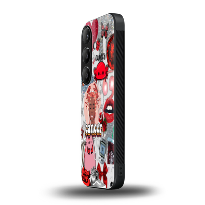 cancer aesthetic collage back phone cover | glass case for samsung galaxy s24 fe