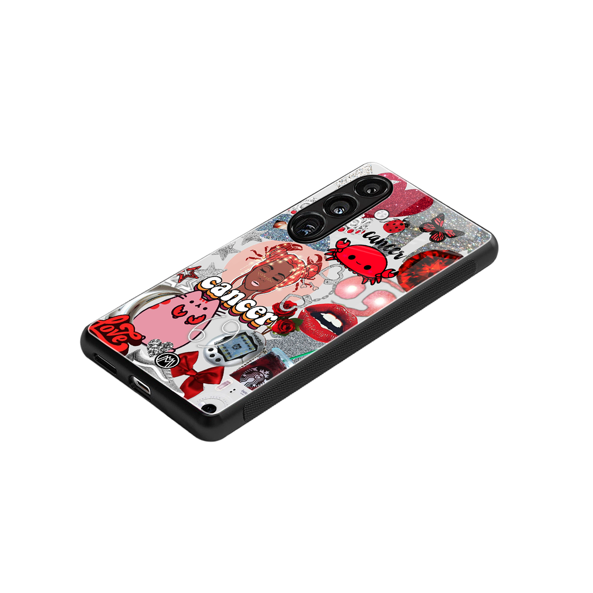 cancer aesthetic collage back phone cover | glass case for samsung galaxy s25 plus