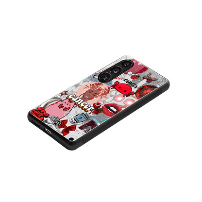 cancer aesthetic collage back phone cover | glass case for samsung galaxy s24 plus