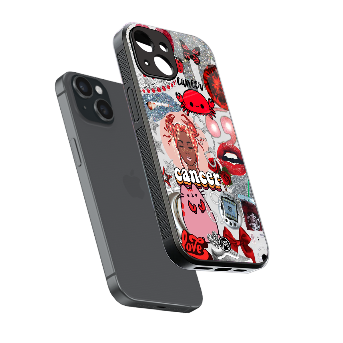 cancer aesthetic collage back phone cover | glass case for iphone 15
