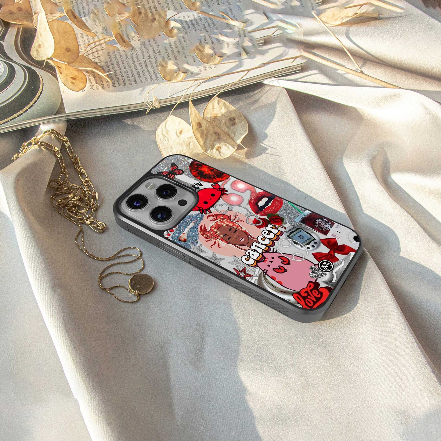 cancer aesthetic collage back phone cover | glass case for iphone 13 mini