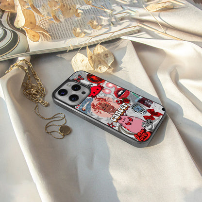cancer aesthetic collage back phone cover | glass case for iphone 16 pro max