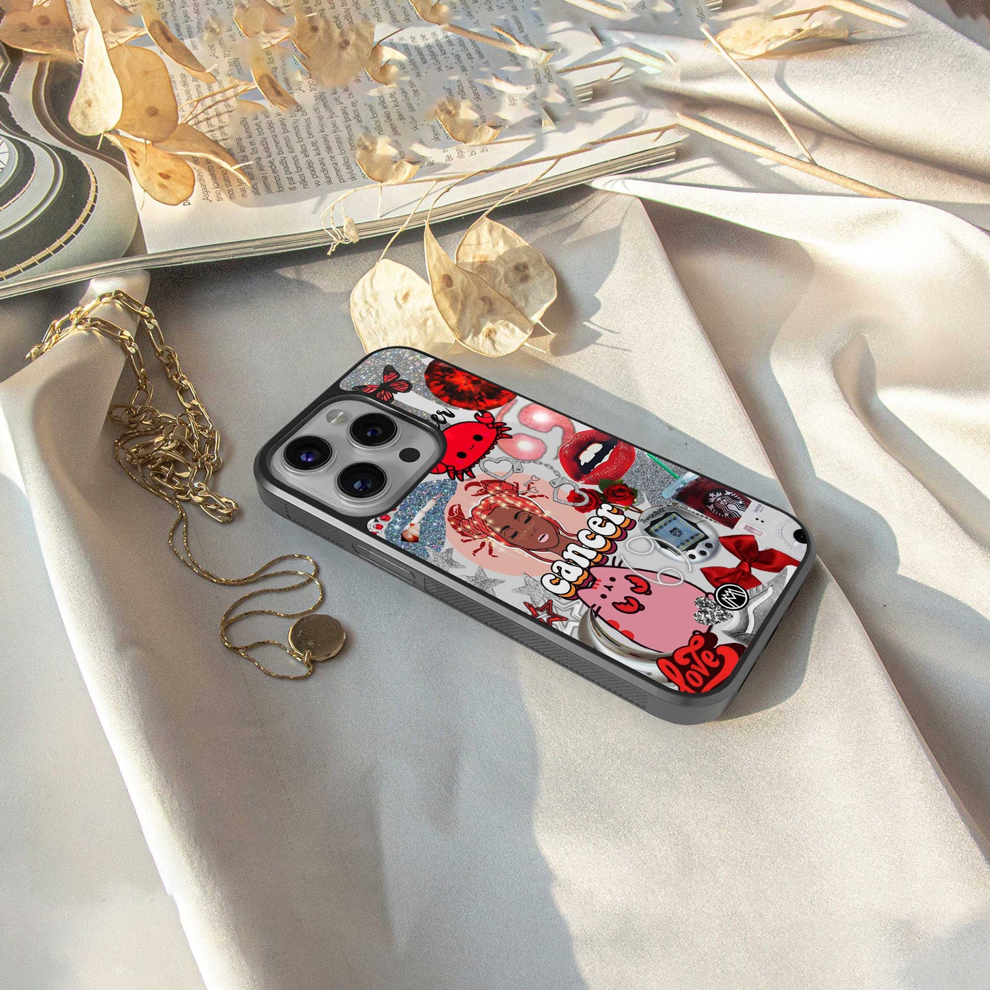 cancer aesthetic collage back phone cover | glass case for samsung galaxy s24 ultra