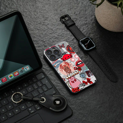 cancer aesthetic collage back phone cover | glass case for iphone 16 pro max