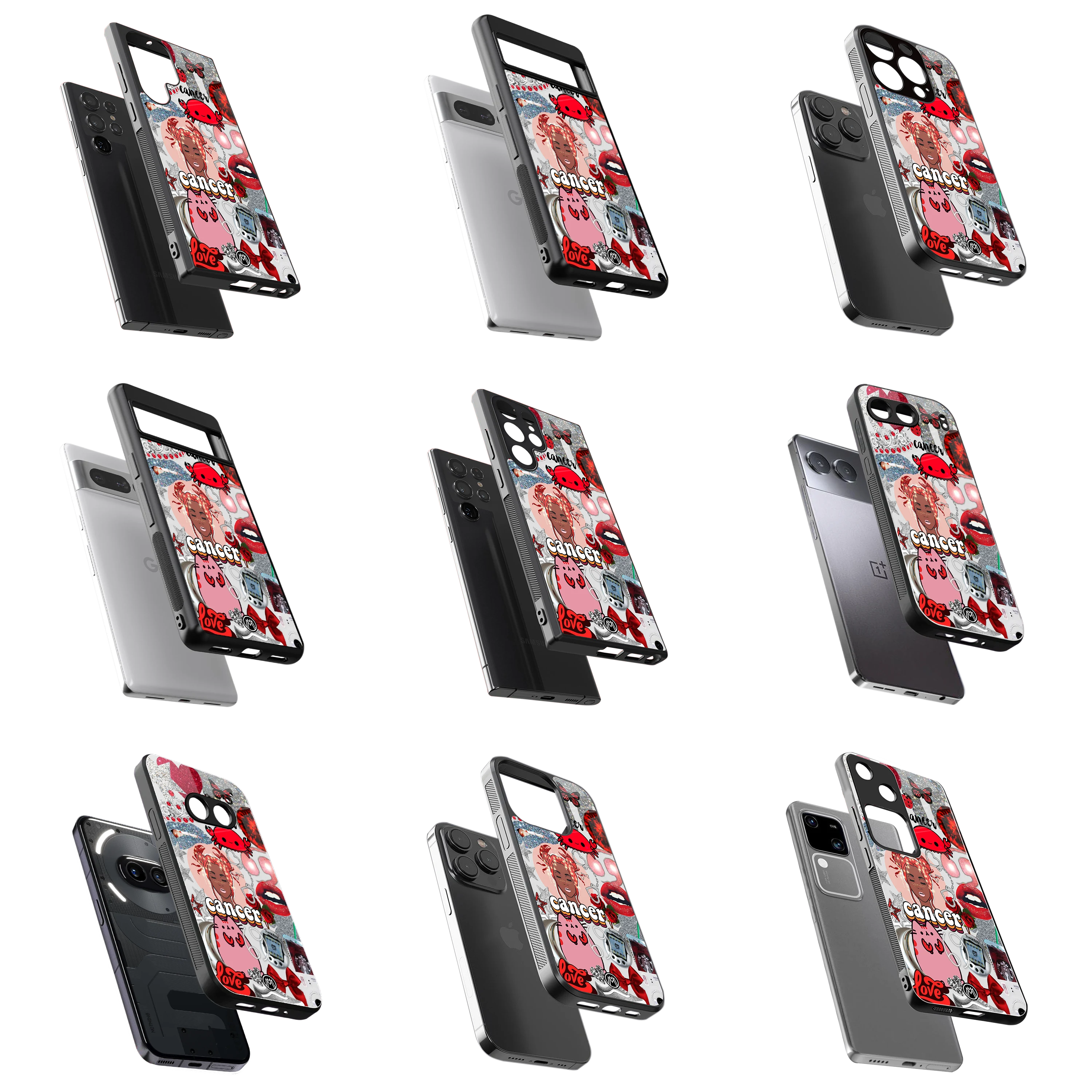 Durable Glass Back Mobile Case for iPhone, Samsung, OnePlus, Google Pixel, Redmi, Vivo, Oppo