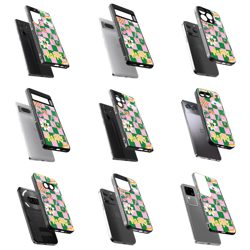 Durable Glass Back Mobile Case for iPhone, Samsung, OnePlus, Google Pixel, Redmi, Vivo, Oppo