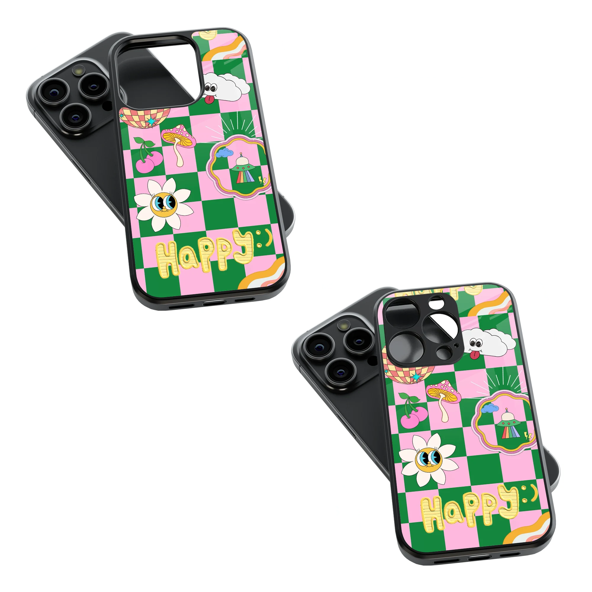 Trendy Glass Back Mobile Case for iPhone, Samsung, Redmi, OnePlus, Google Pixel, Motorola