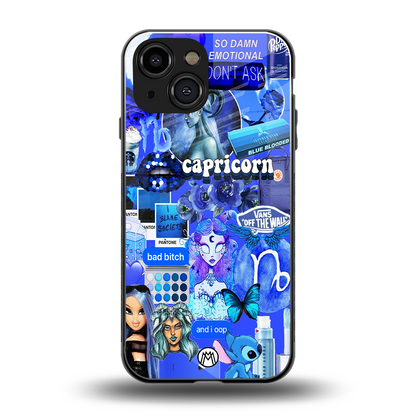 capricorn aesthetic collage back phone cover | glass case for iphone 13 mini