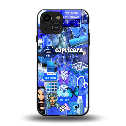capricorn aesthetic collage back phone cover | glass case for iphone 13 mini