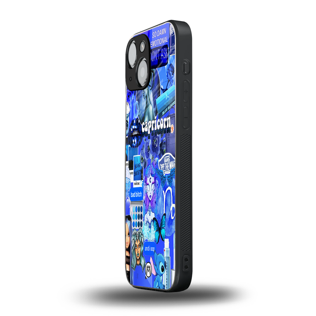 capricorn aesthetic collage back phone cover | glass case for iphone 13 mini
