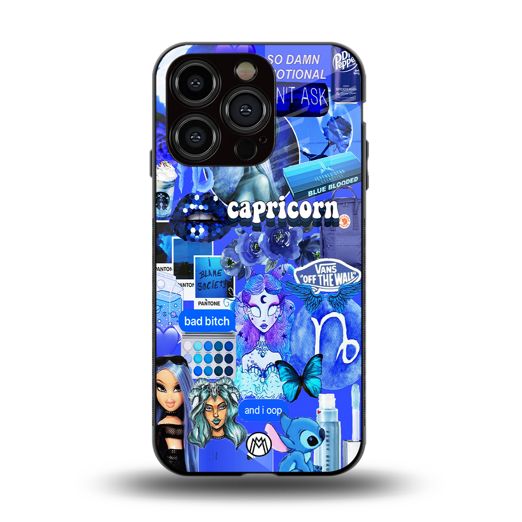 capricorn aesthetic collage back phone cover | glass case for iphone 13 pro
