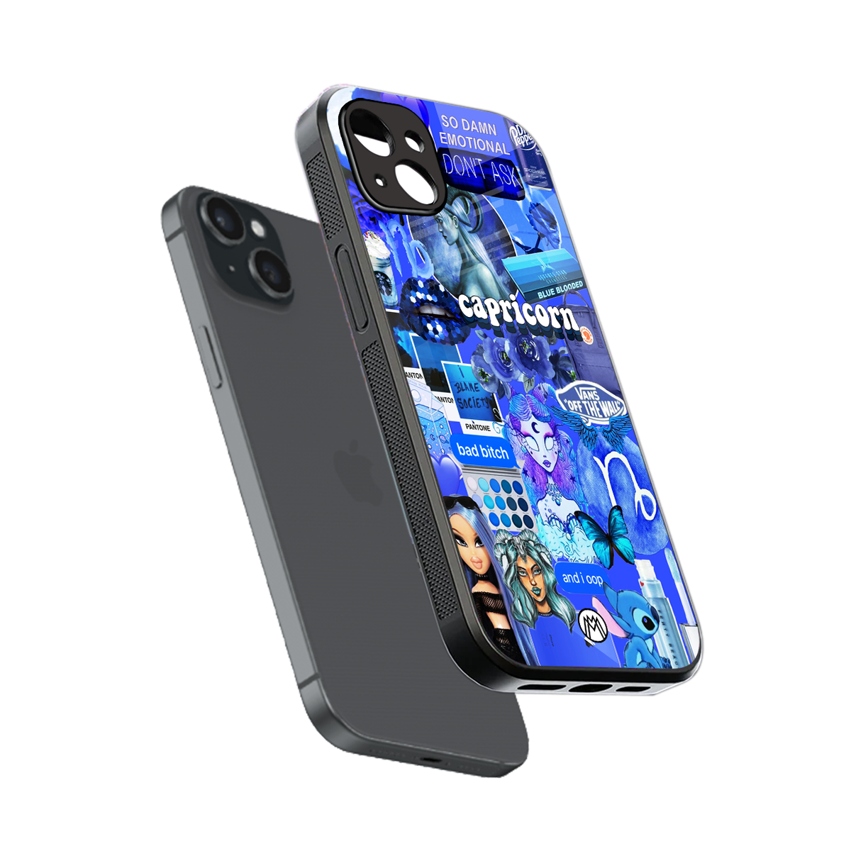 capricorn aesthetic collage back phone cover | glass case for iphone 15 plus