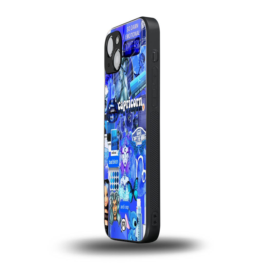 capricorn aesthetic collage back phone cover | glass case for iphone 15 plus