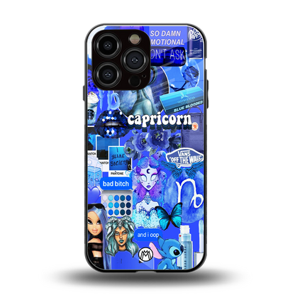 capricorn aesthetic collage back phone cover | glass case for iphone 14 pro max