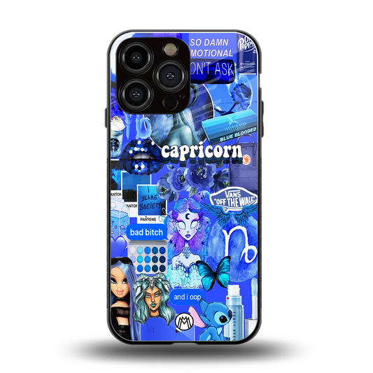 capricorn aesthetic collage back phone cover | glass case for iphone 14 pro max
