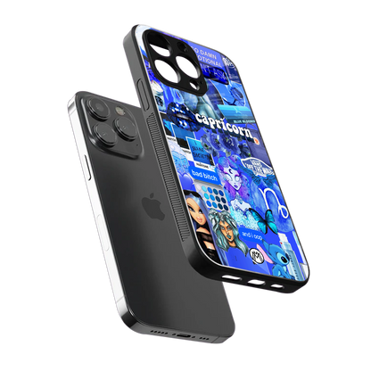 capricorn aesthetic collage back phone cover | glass case for iphone 14 pro max