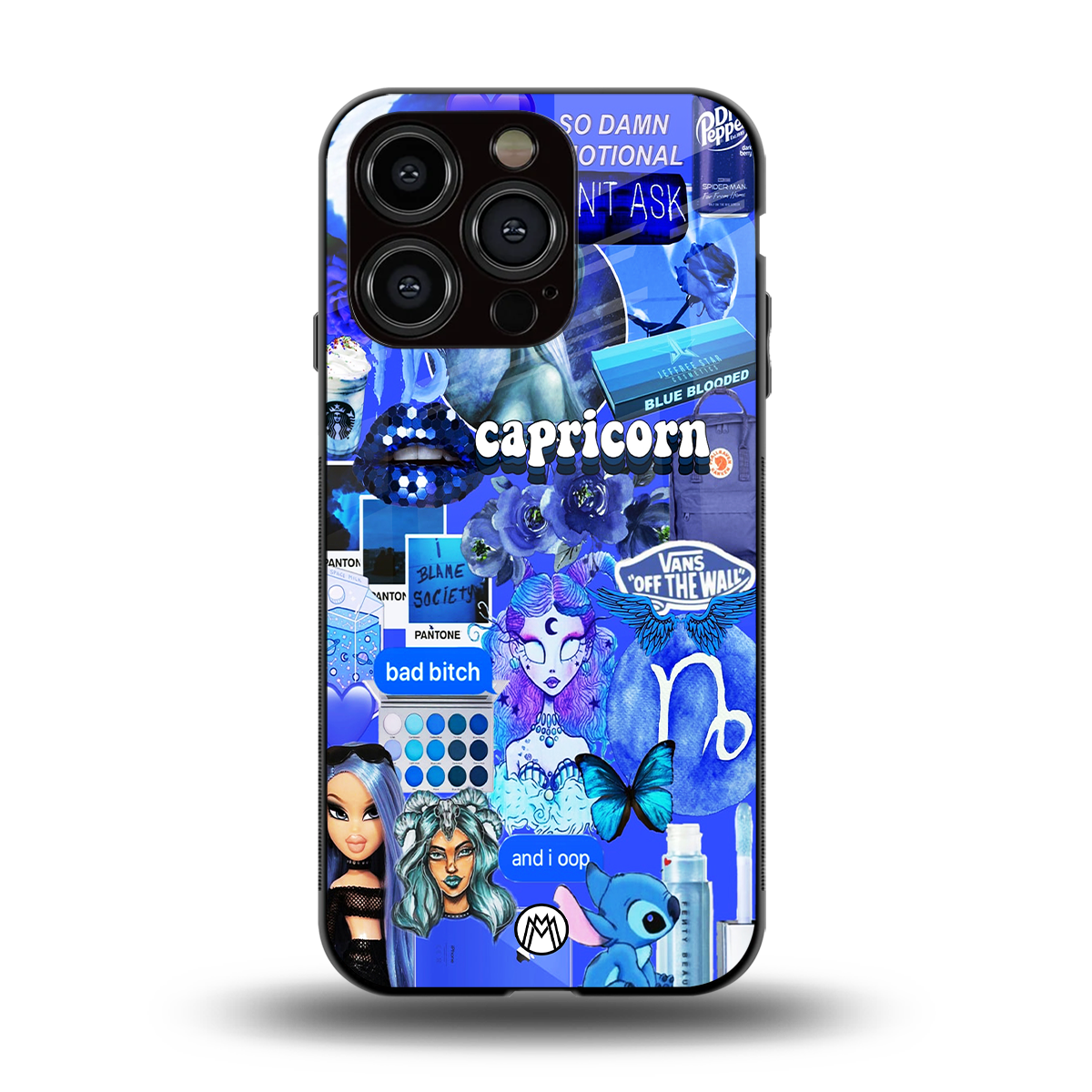 capricorn aesthetic collage back phone cover | glass case for iphone 15 pro