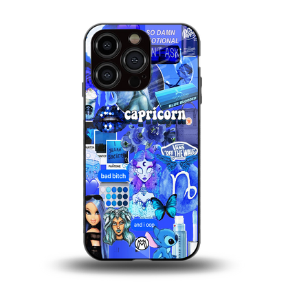 capricorn aesthetic collage back phone cover | glass case for iphone 14 pro