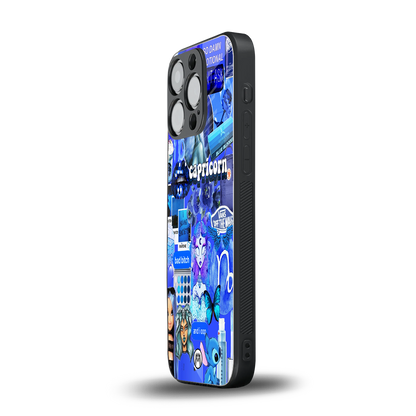 capricorn aesthetic collage back phone cover | glass case for iphone 14 pro