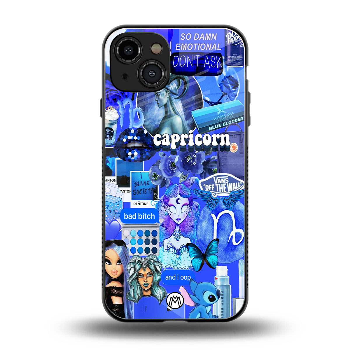 capricorn aesthetic collage back phone cover | glass case for iphone 14