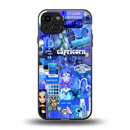 capricorn aesthetic collage back phone cover | glass case for iphone 14