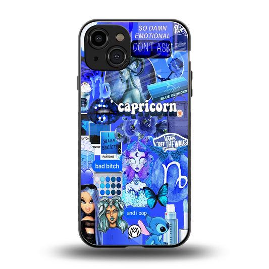 capricorn aesthetic collage back phone cover | glass case for iphone 14